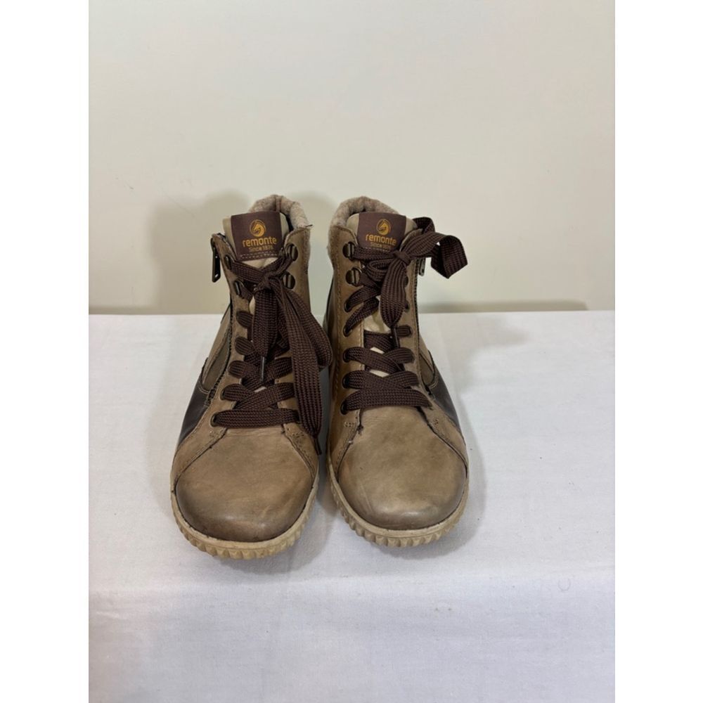 Remonte Two-Tone Brown/Tan Lace-Up Ankle Booties